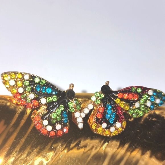 New FREE PEOPLE Butterfly rhinestone multicolor studs - Picture 3 of 12